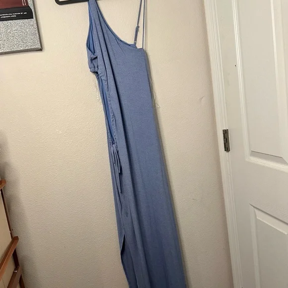 Blue one shoulder midi dress with cutout side detail XL - Picture 7 of 8